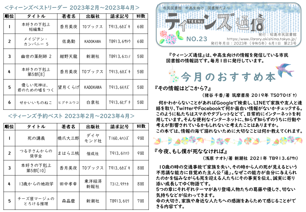 ティーンズ通信2023年6月号