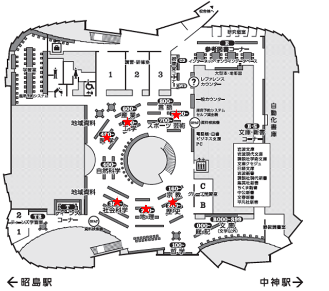パネル展示の場所案内図２階