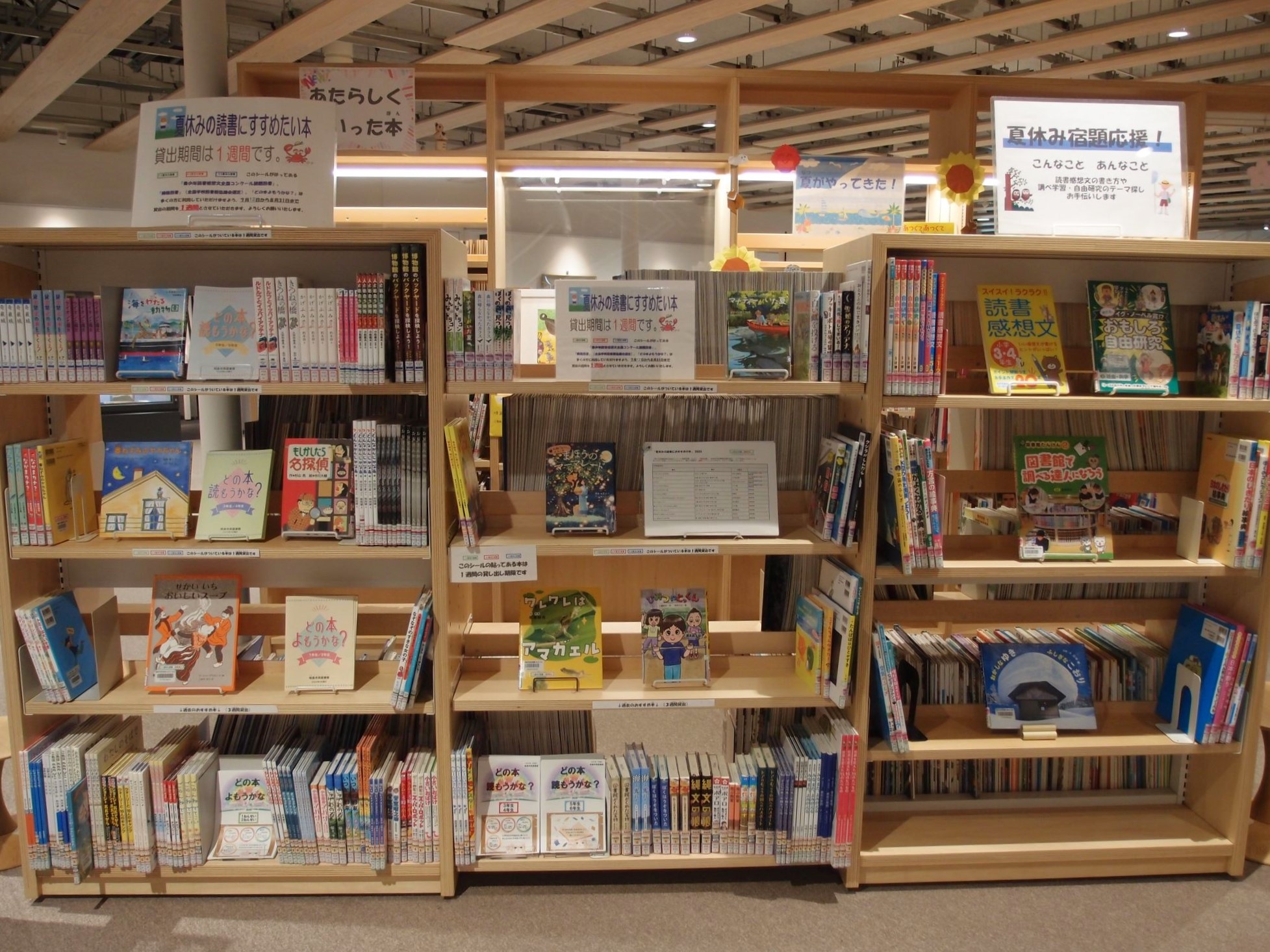 展示の本が棚に並んでいる様子の写真