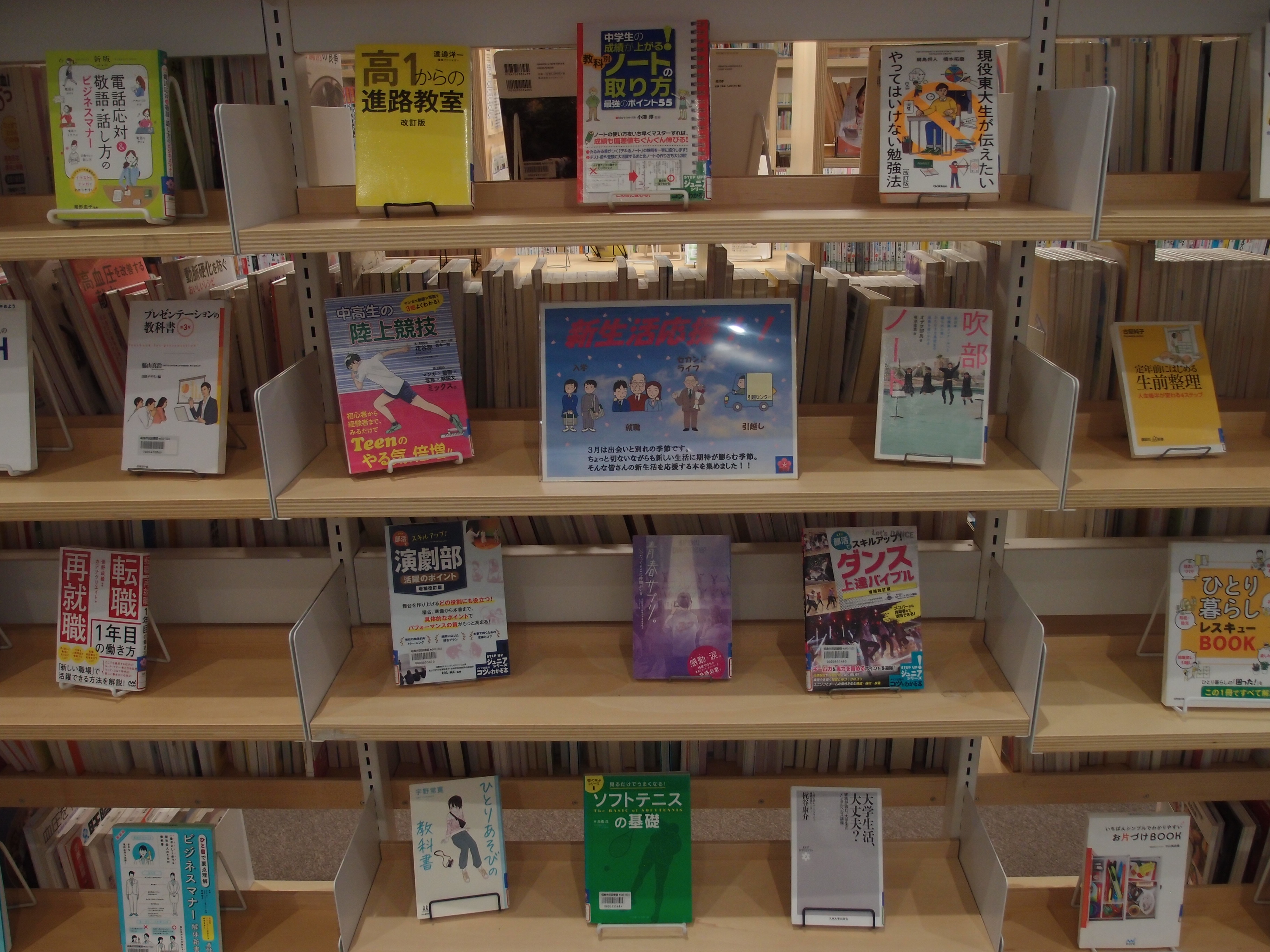 展示の本が棚に並んでいる様子の写真